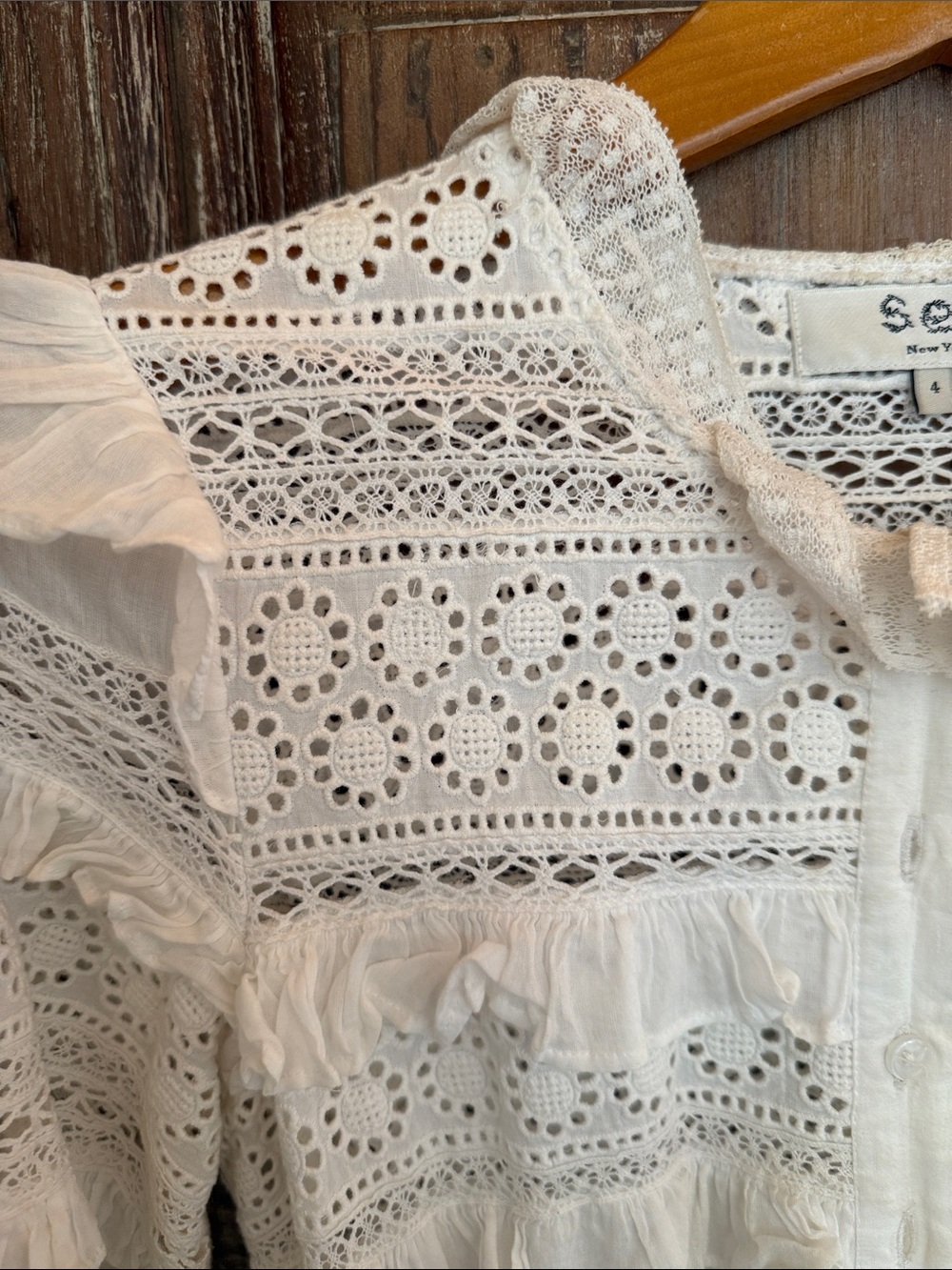 Sea New York White Lace Ruffle Midi Dress size 4 - Picture 4 of 9